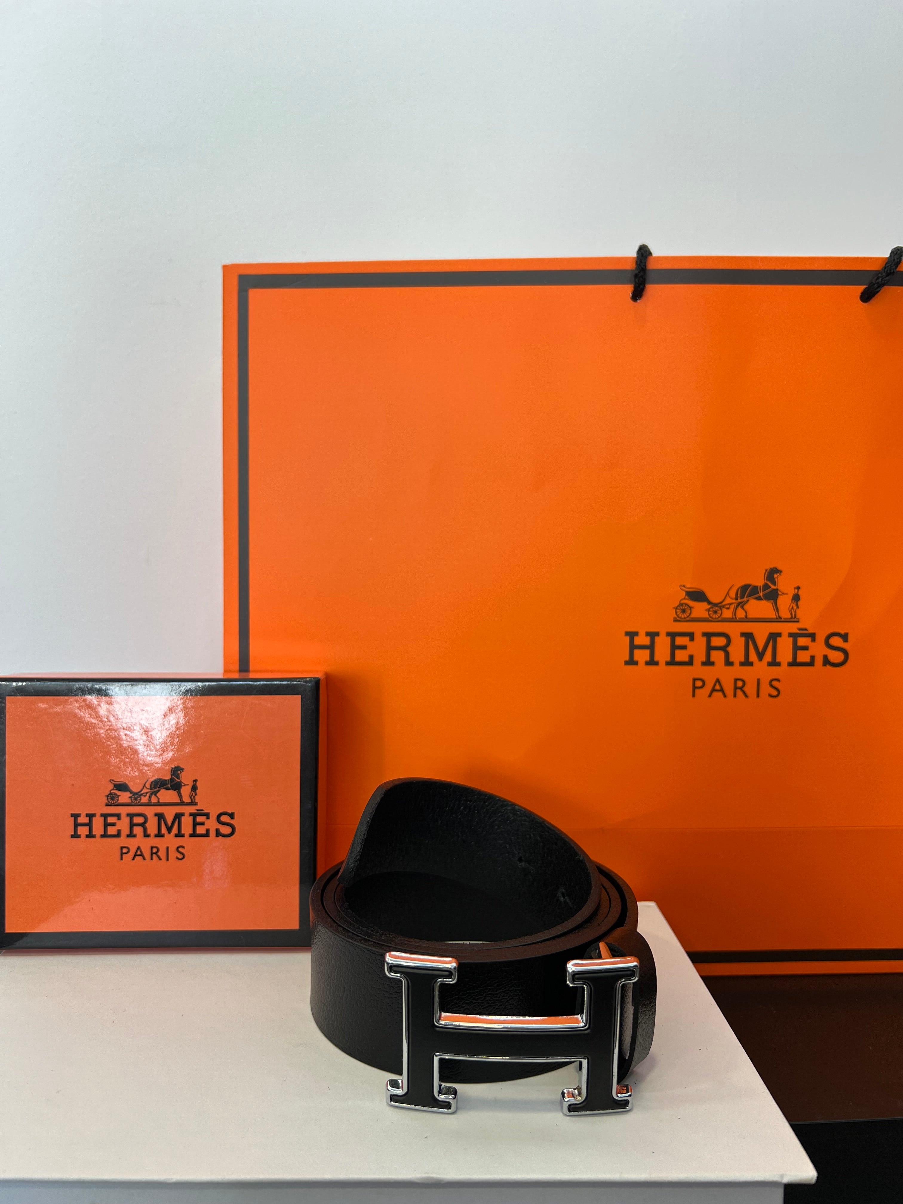 Hermes Belt Black/Silver