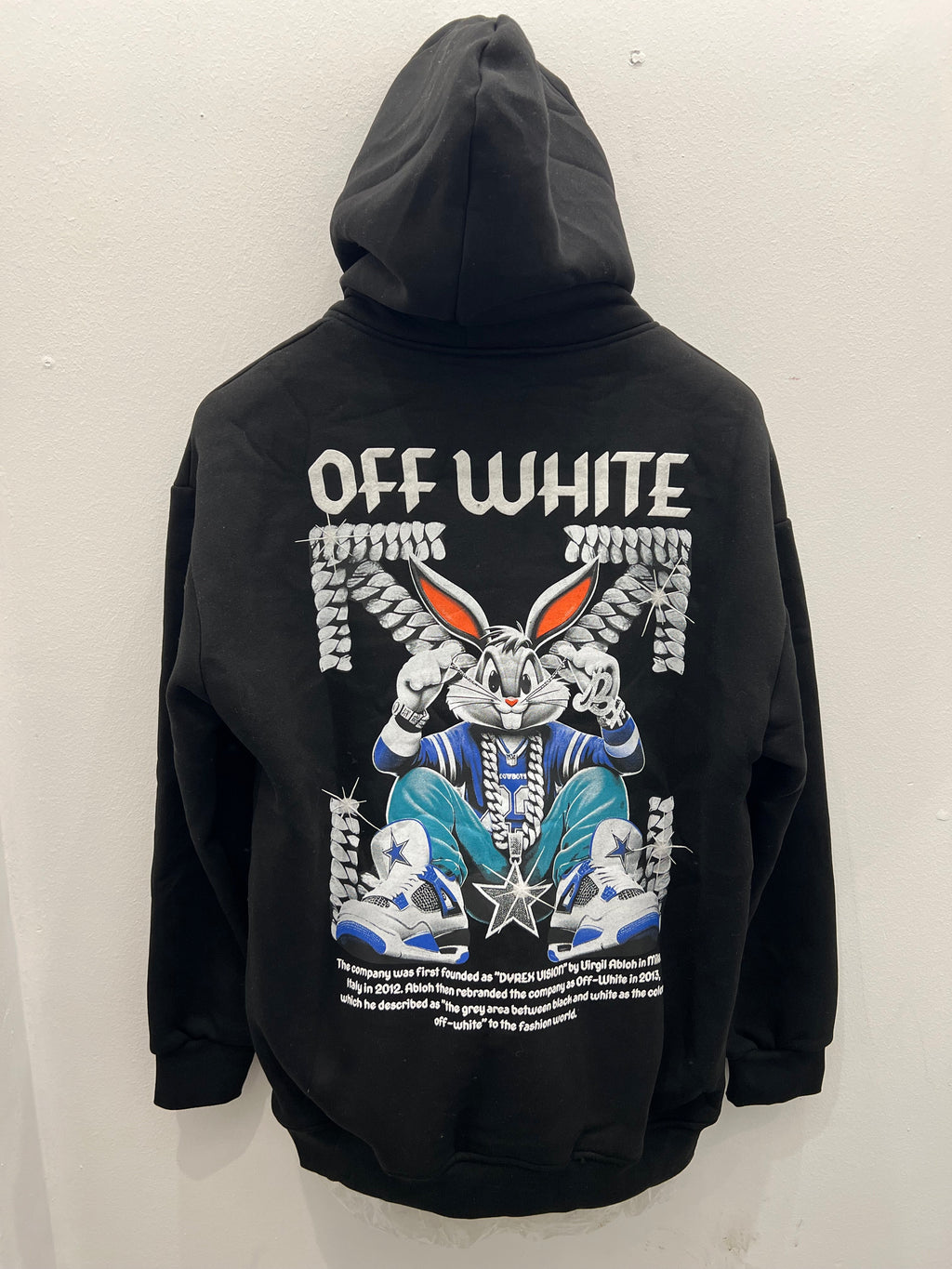 Hoodie Bunny Off-White Oversize Black
