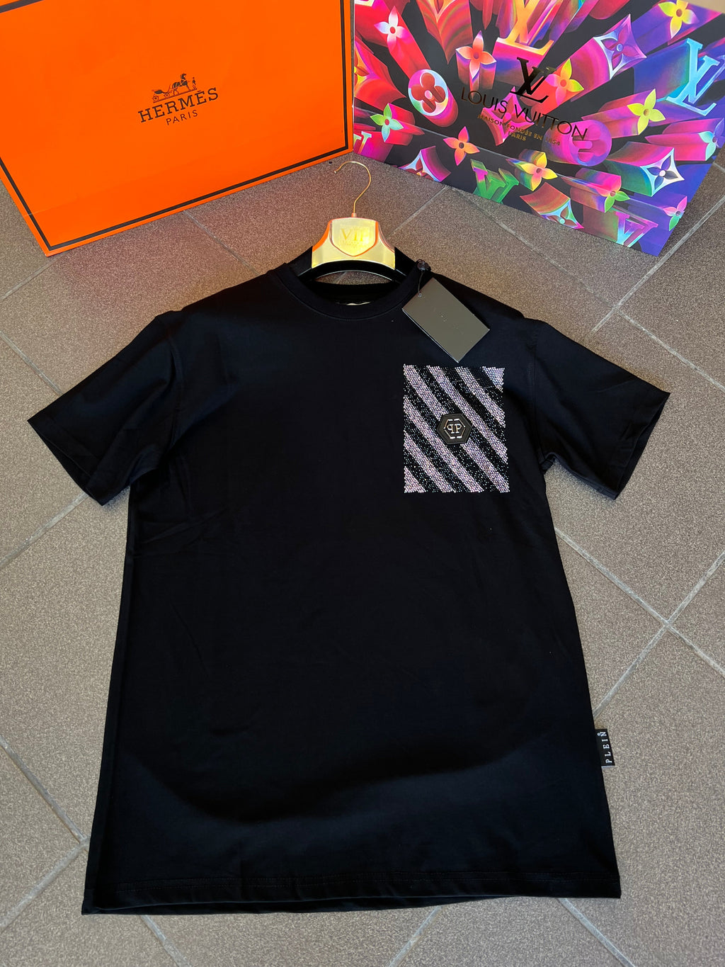 T-Shirt Philip Plein Striped Stras