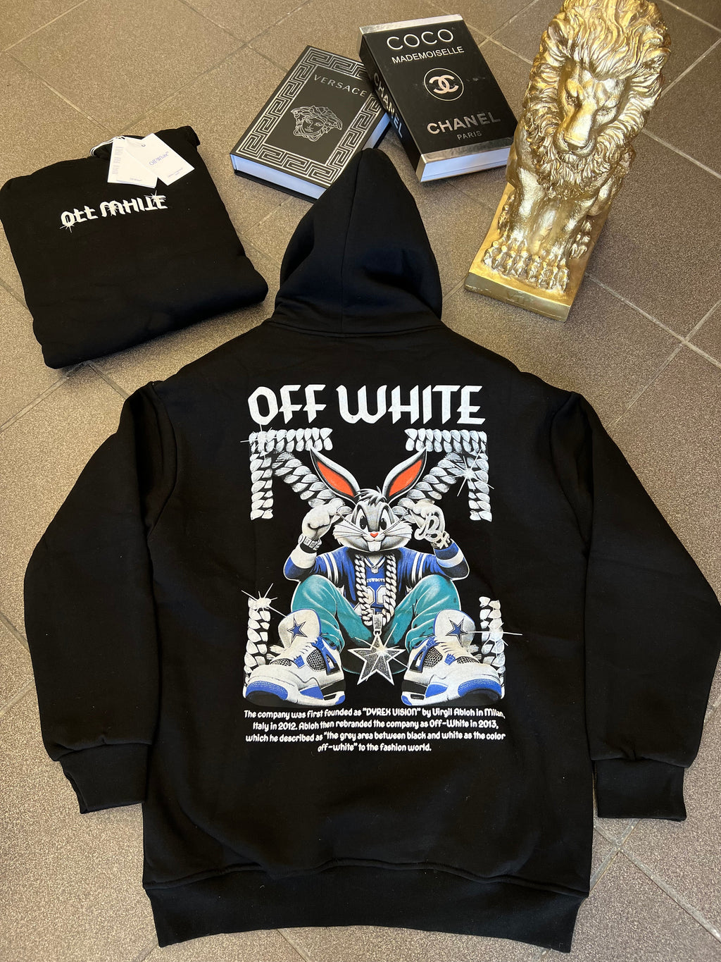 Hoodie Bunny Off-White Oversize Black