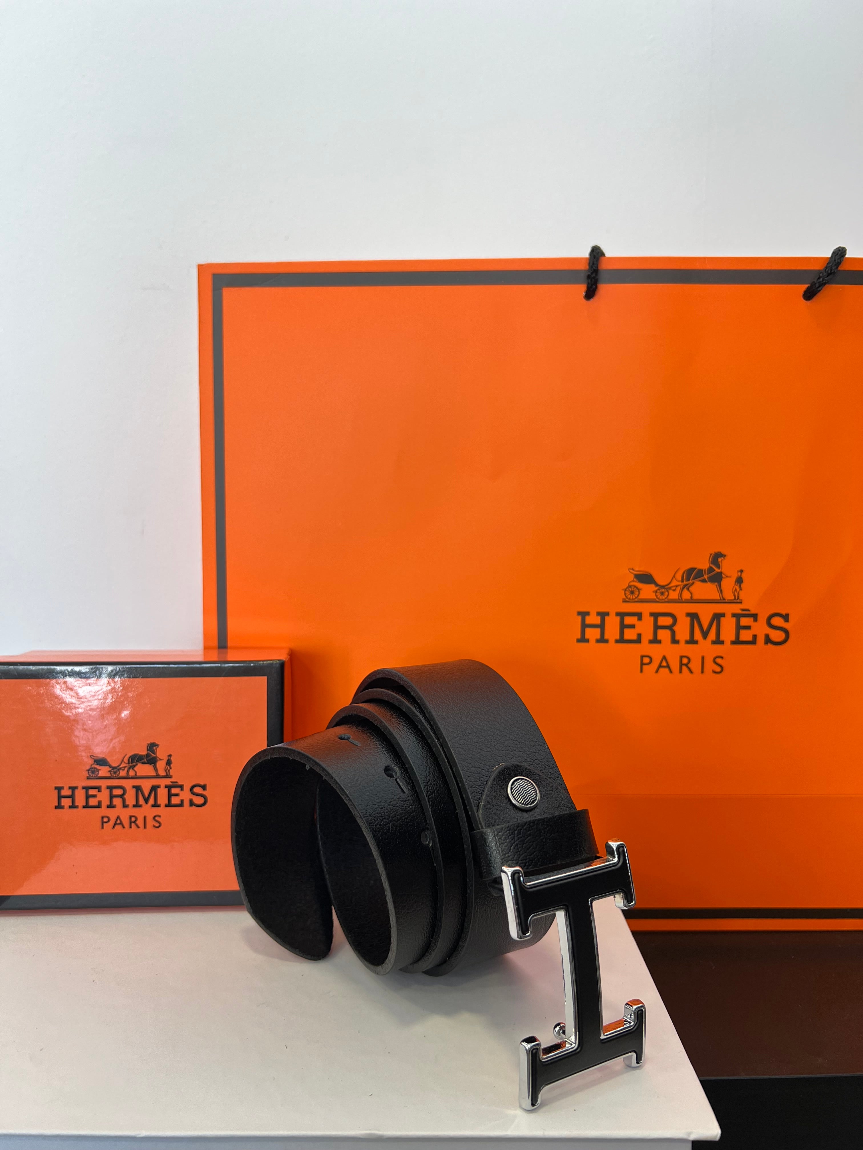 Hermes Belt Black/Silver