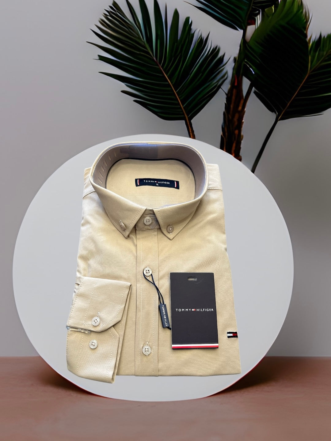 Μπέζ Πουκάμισο Tommy Hilfiger Poplin