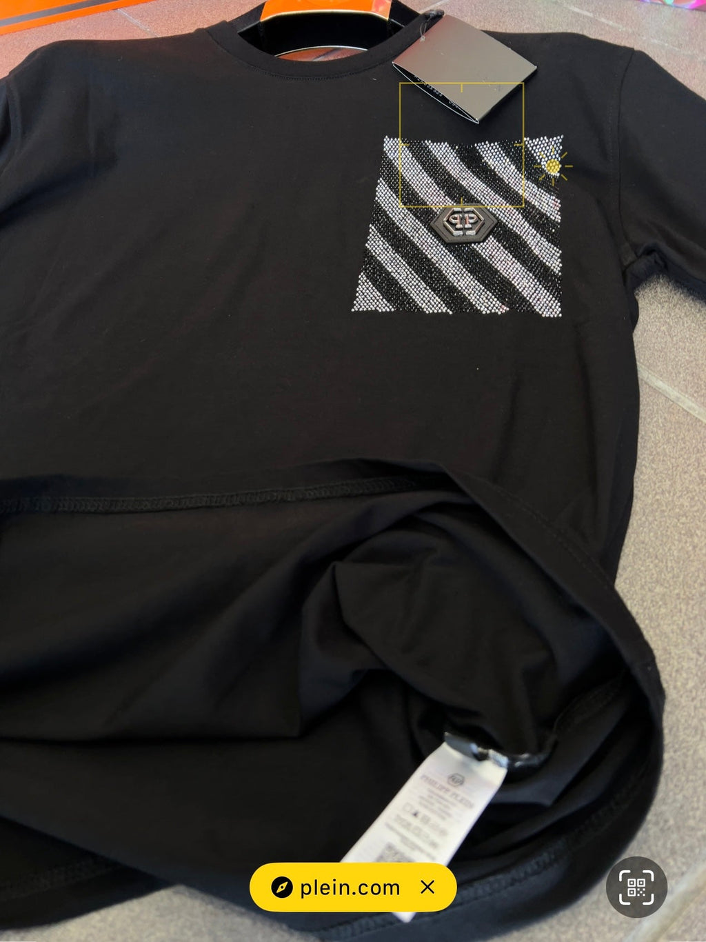 T-Shirt Philip Plein Striped Stras